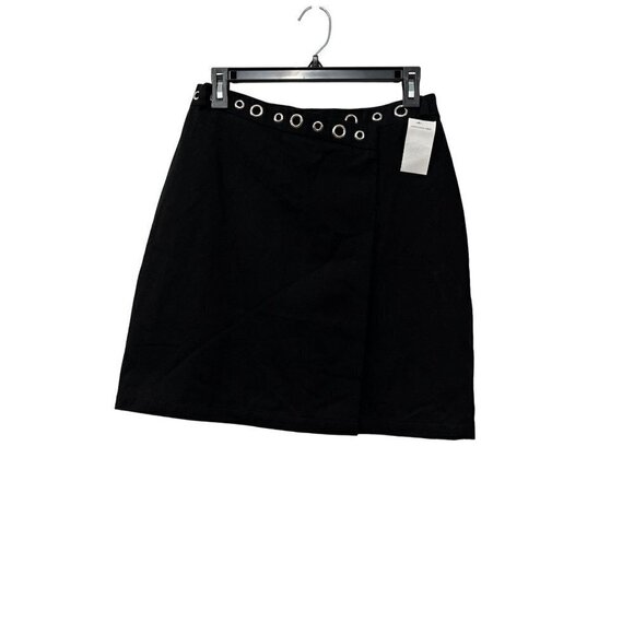 New Maje Size 40 Eyelet Cotton-gabardine Black Mini Skirt Going Out Streetwear - Picture 3 of 12